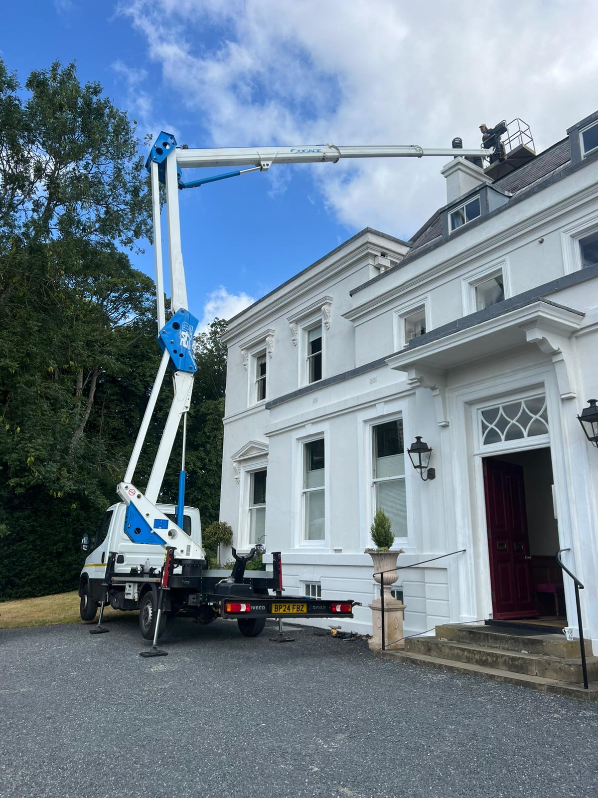 Chimney repair from cherry picker in Stondon